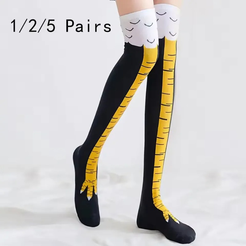 Funny Chicken Leg Socks - 1/2/5 Pares de Calcetines Largos hasta