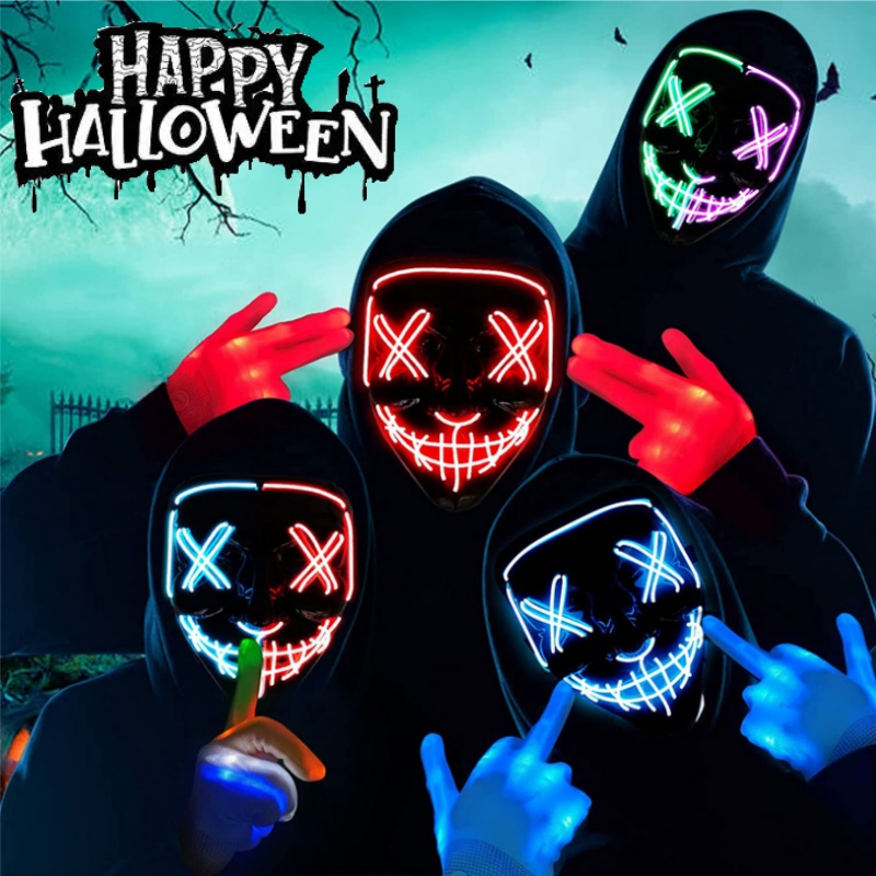 Led Purge Mask Halloween - Máscara de purga iluminada para Halloween,