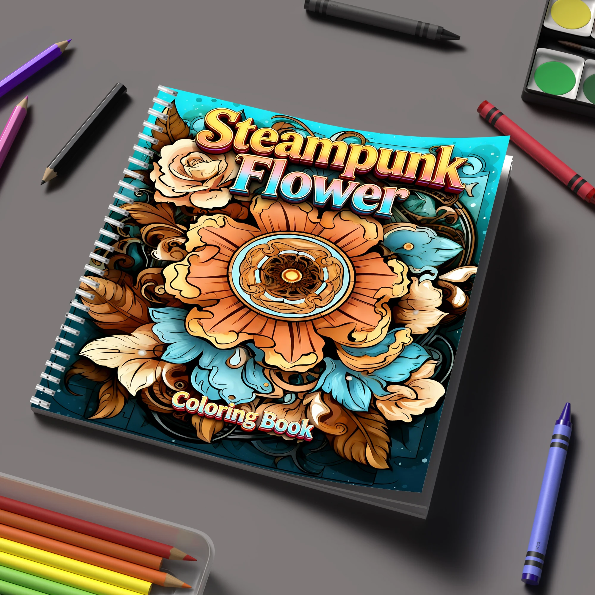 Party Supplies - Libro para colorear de flores steampunk