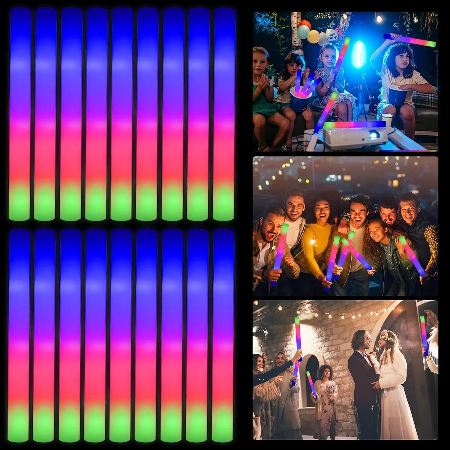 Flashing Led Foam Sticks Party - 2Z-50PCS Barras Luminosas de Espuma LED